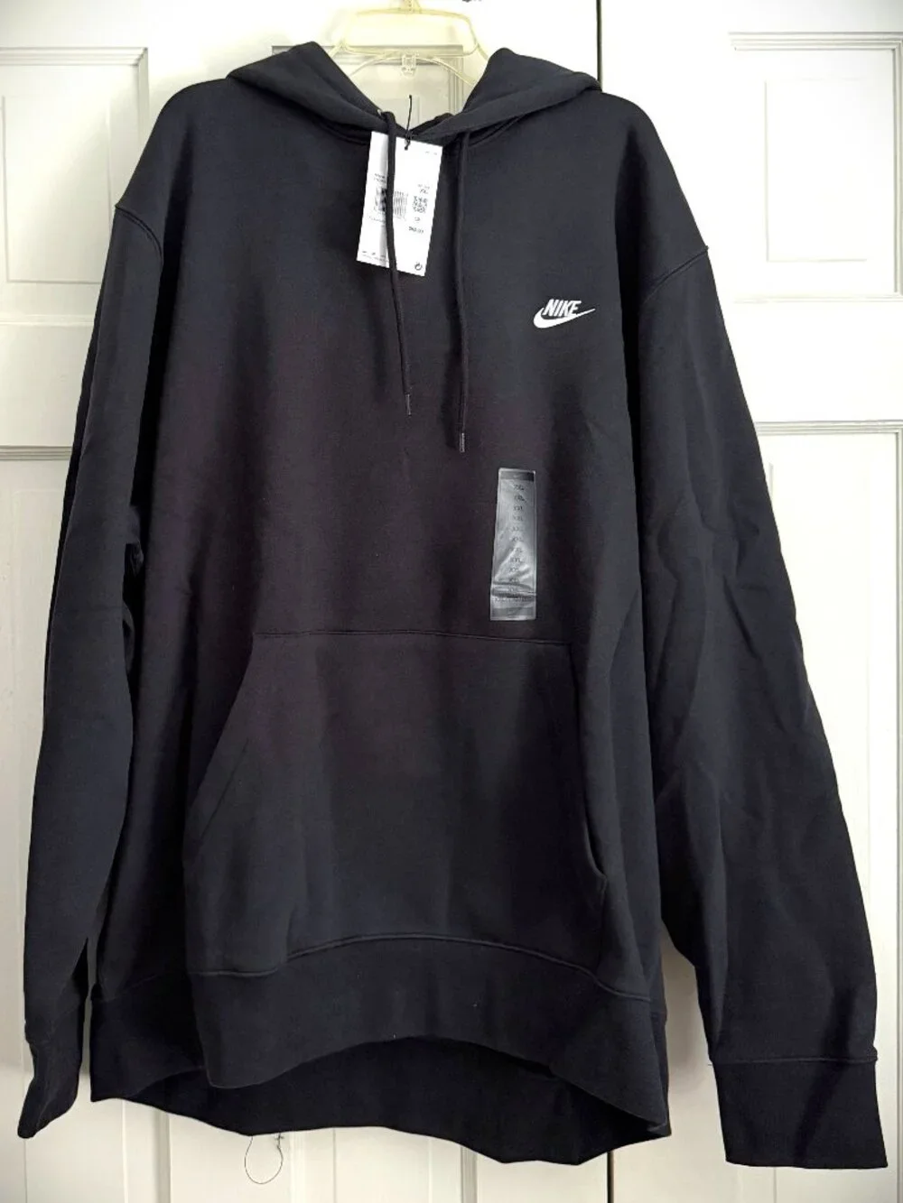 Nike Hoodie Black Pullover Fleece Swoosh Logo FN3859-010 Men's Size 2XL